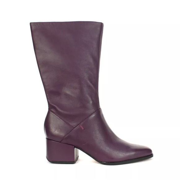 Franco Sarto Jaxine Plum Leather Mid Boots Size 8.5M New - Picture 1 of 7